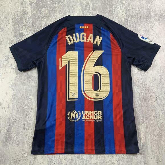 Nike FC Barcelona Jersey Mens Medium Blue Dugan #16 Home Soccer Futbol 2022-23 - Picture 7 of 10